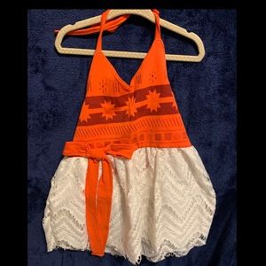 Disney Moana inspired style girls halter dress.